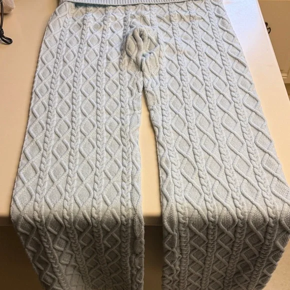 SKIMS Sample Cable Knit Wide Leg Pants in Zen Blue 2X - Picture 5 of 5